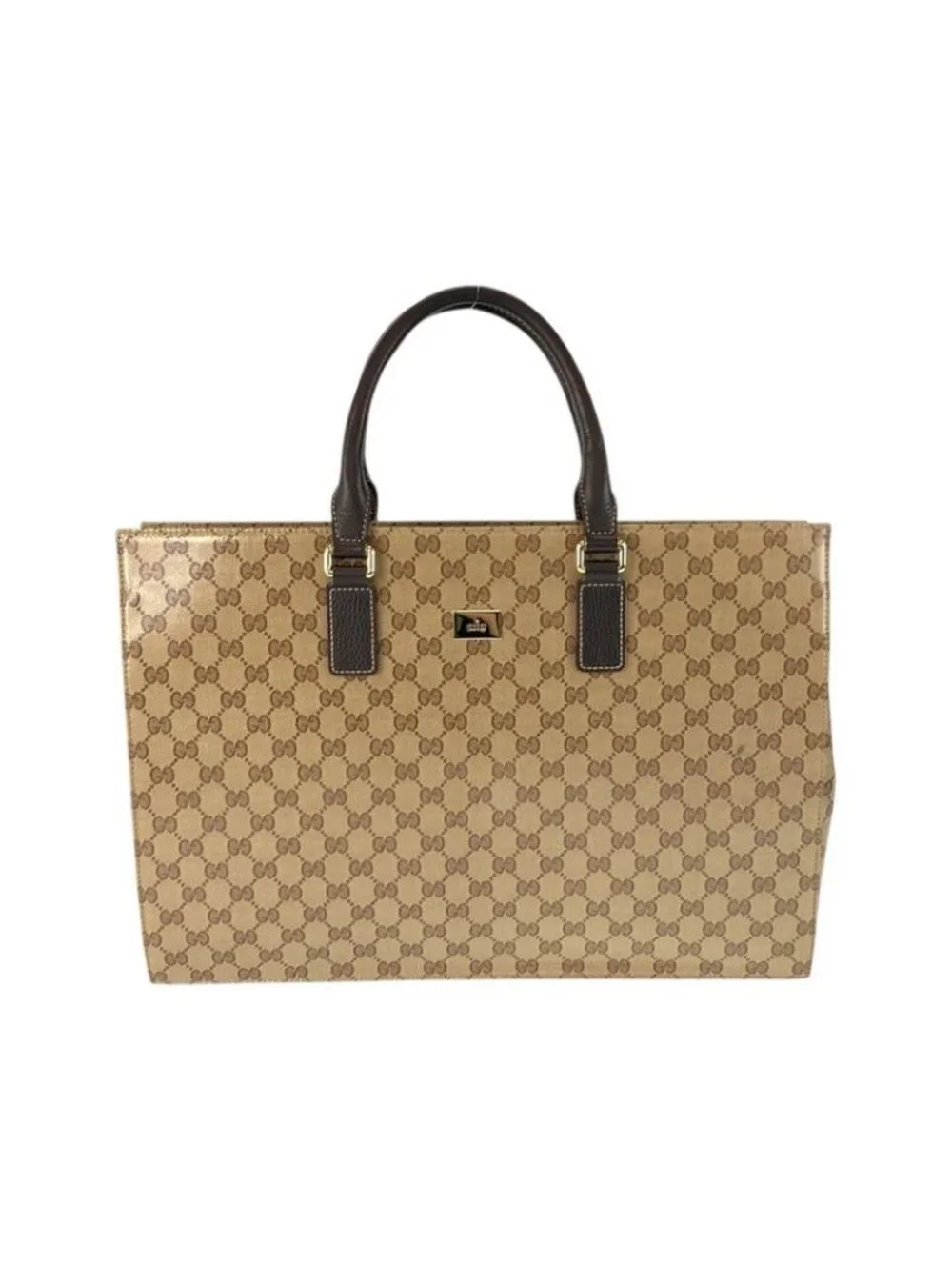 Gucci GG Crystal Beige Dark Brown Business Bag